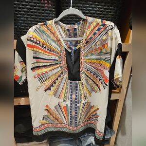 Short Sleev Multi Color Blouse